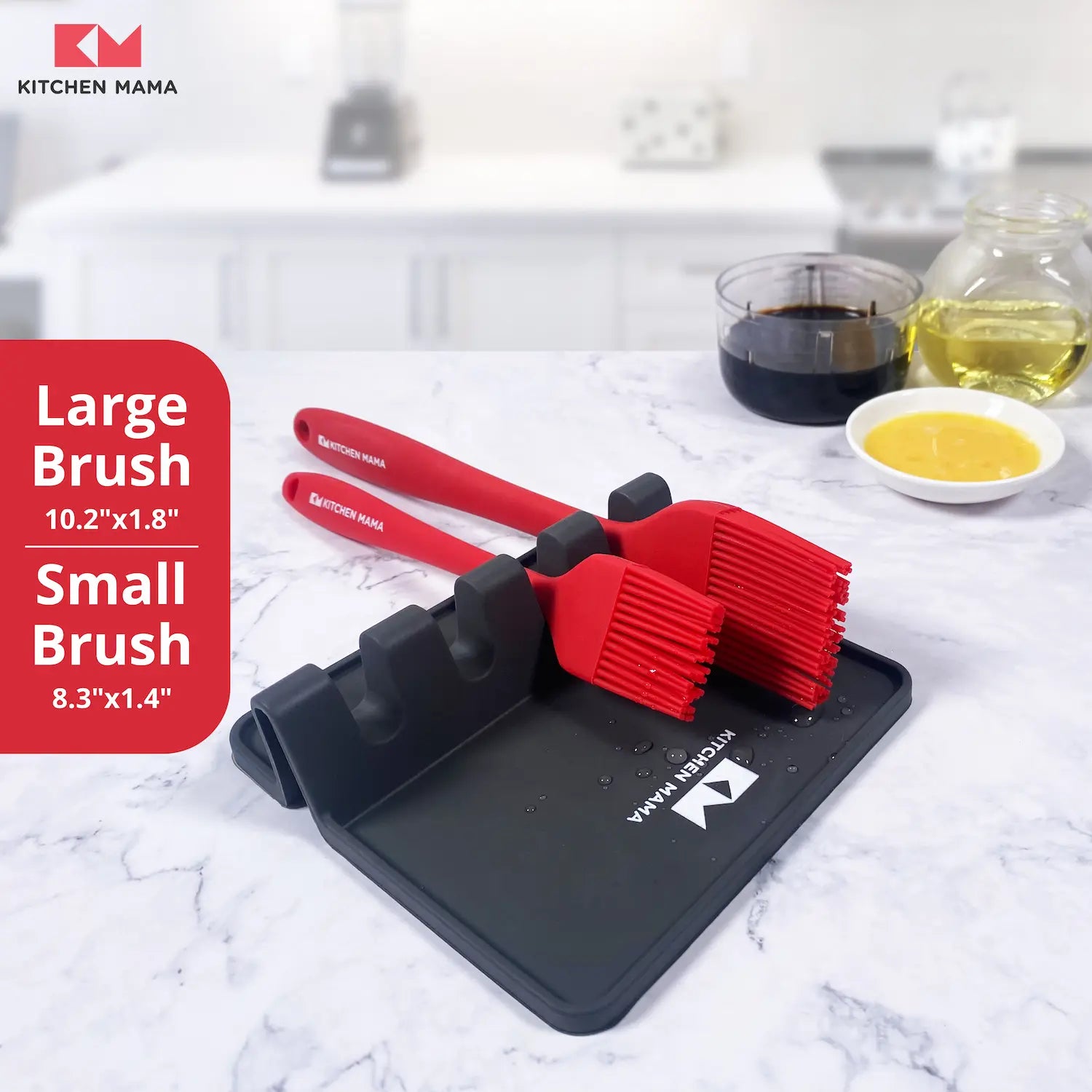 Kitchen Mama Silicone Basting Pastry Brush (A Set of 2), Red, SP0120-R, large & small brush
