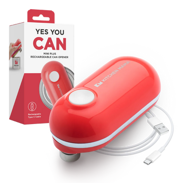 Kitchen Mama Mini Plus Rechargeable Electric Can Opener: Compact, Type-C Charging, Hands-Free, Auto Shut-Off, Smooth Edge, Food-Safe – Ideal for Home, Travel, and Seniors with Arthritis