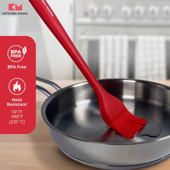 Pincel de silicona para repostería Kitchen Mama (juego de 2), rojo, SP0120-R, resistente al calor