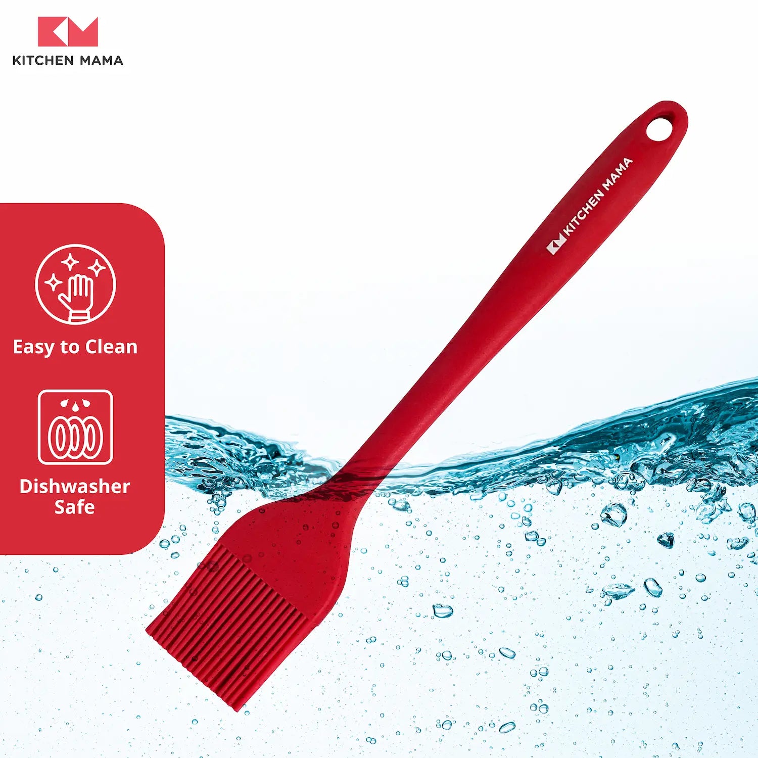 Kitchen Mama Silicone Basting Pastry Brush (A Set of 2), Red, SP0120-R, dishwasher safe