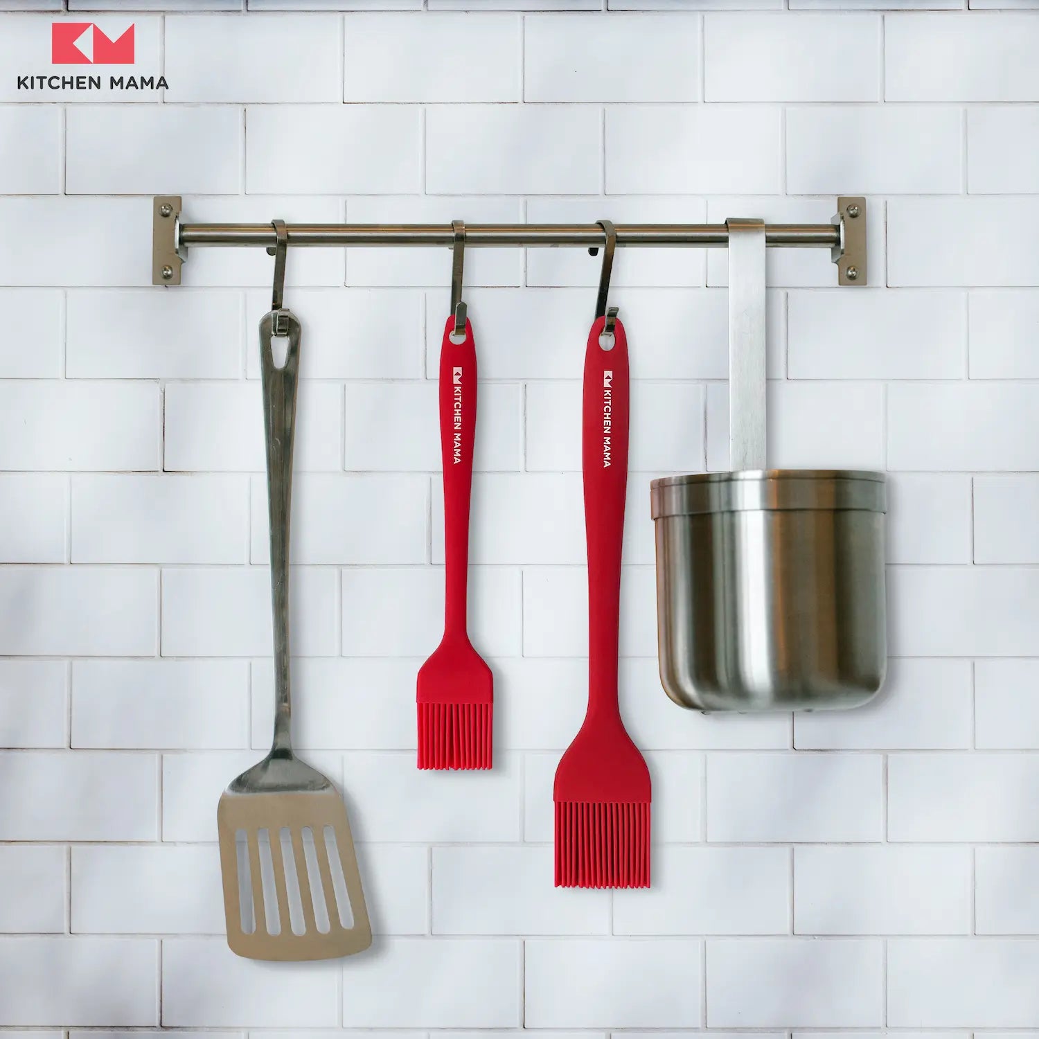 Kitchen Mama Silicone Basting Pastry Brush (A Set of 2), Red, SP0120-R, hang on the wall