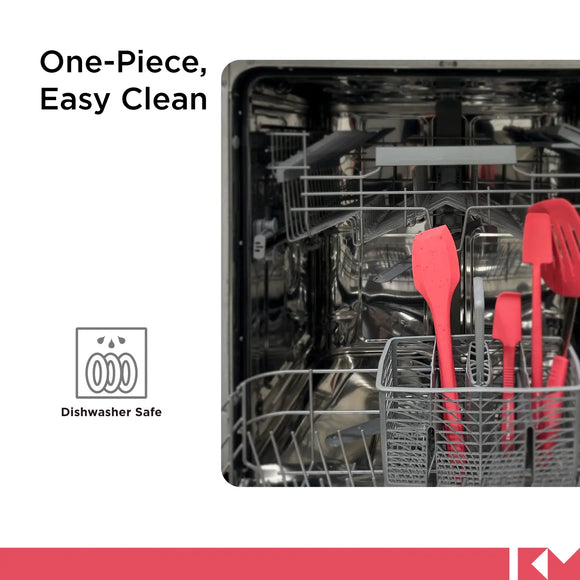 Espátula rascadora de silicona Kitchen Mama, roja, SP0310-R, de una pieza, fácil de limpiar, apta para lavavajillas