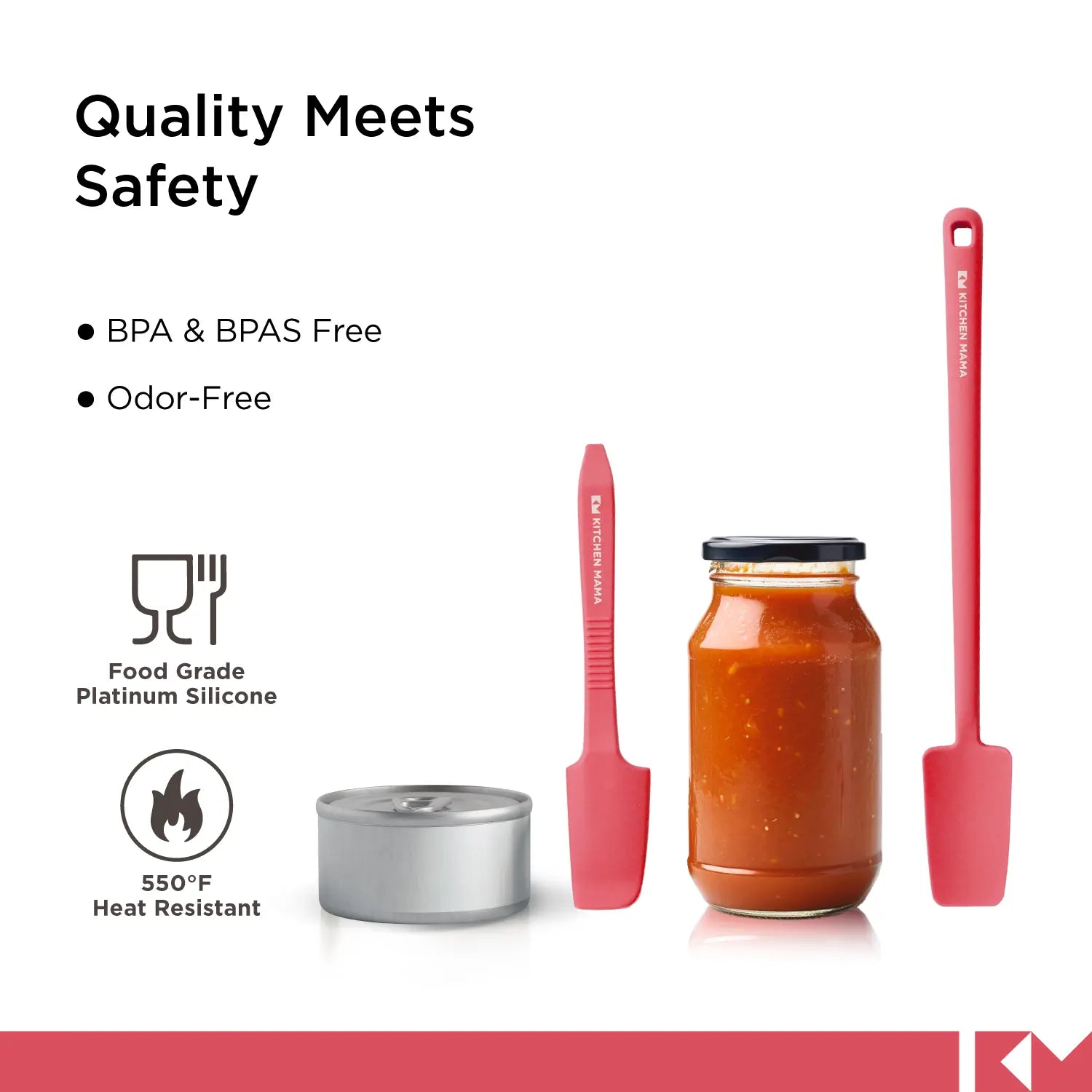 Silicone Jar & Can Spatulas, SP0420-R, Red, quality meets safety, BPA and BPAS Free, Odor-Free, food grade platinum silicone