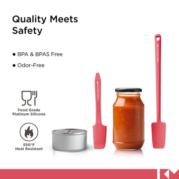 Silikonspatel für Gläser und Dosen, SP0420-R, rot, Qualität trifft Sicherheit, BPA- und BPAS-frei, geruchsfrei, lebensmittelechtes Platinsilikon