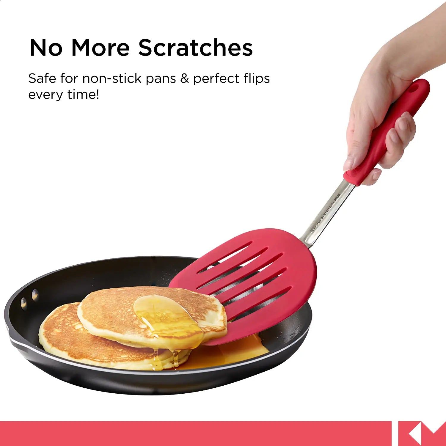 Kitchen Mama Platinum Silicone Pancake Turner- Heat-Resistant, Wide & Slotted Spatula