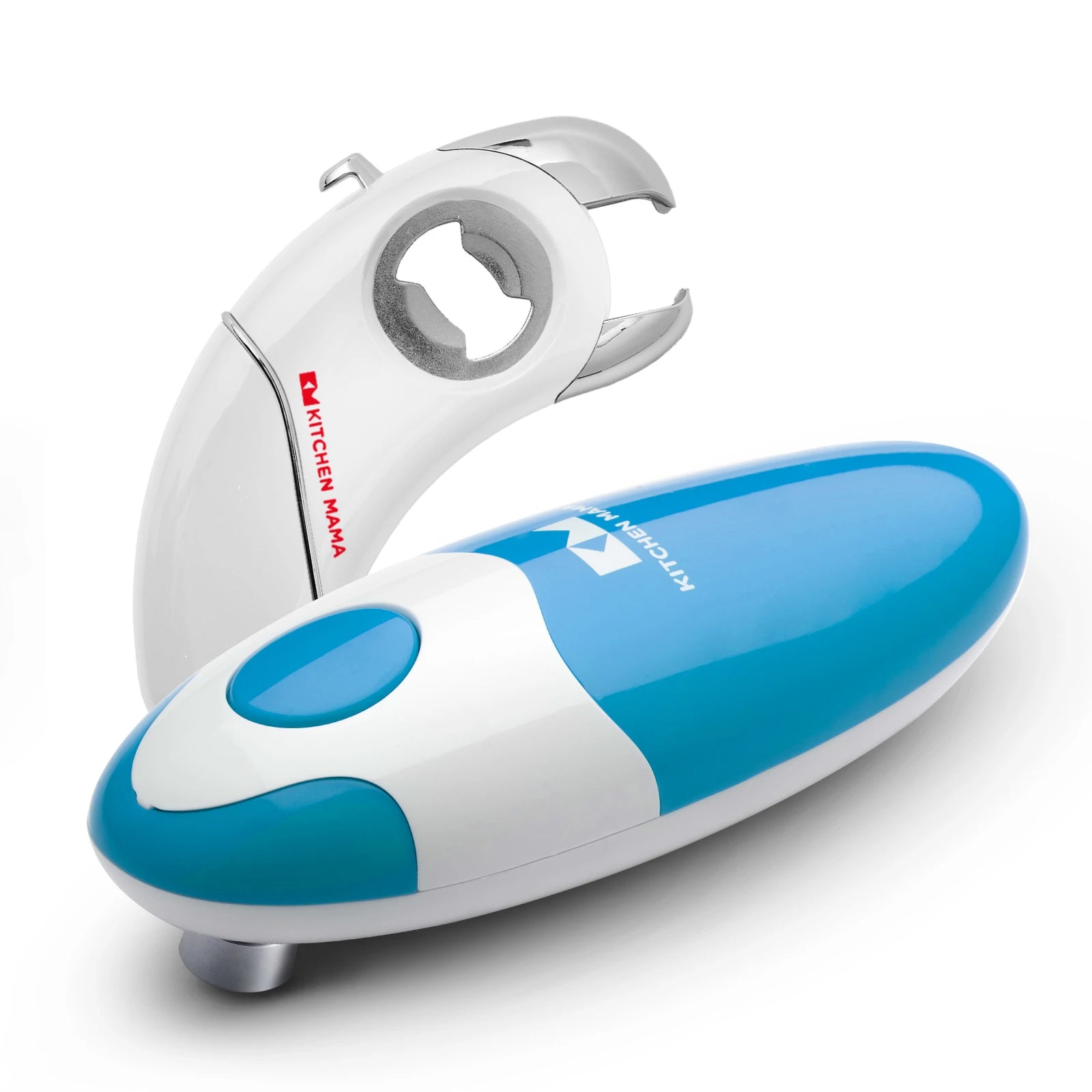 Blue Auto 1.0 Electric can opener  + White Epic One on a white background