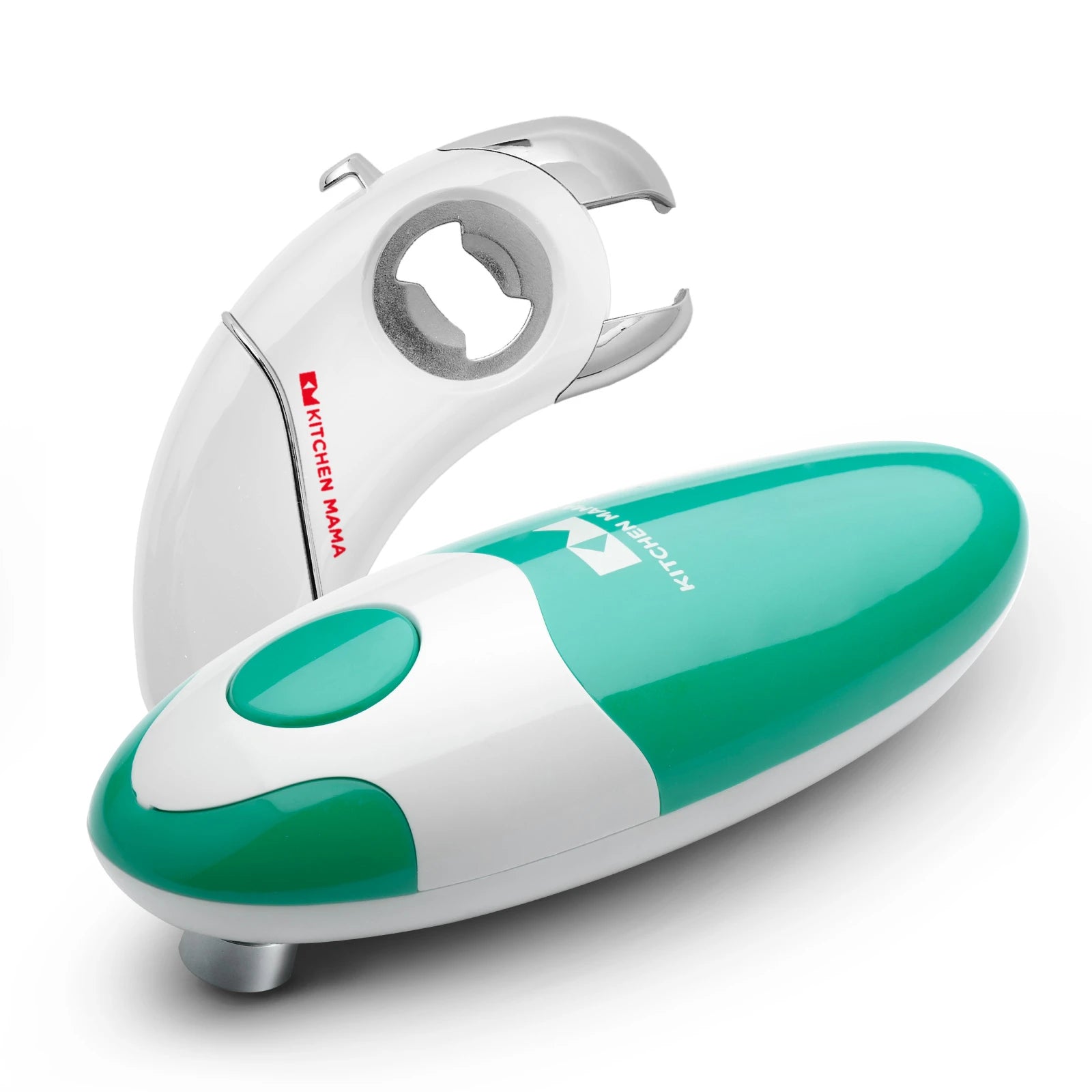 Teal Auto 1.0 Electric can opener  + white Epic One on a white background