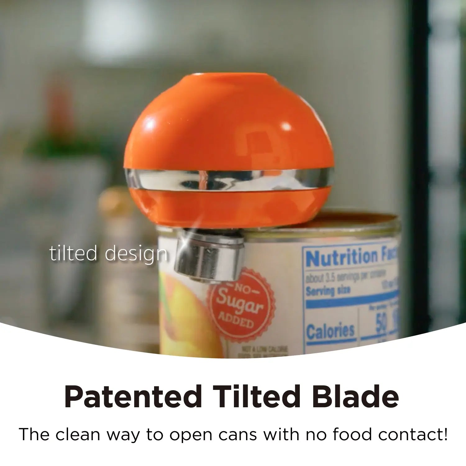 Mini Electric Can Opener - The Smallest Electric Can Opener, Orange, CO1200-O, Patented tiled blade, the clean way to open cans with no food contact, battery operated can openers top rated, can opener electric smooth edge, auto can openers, can electric opener, smooth edge electric can opener,portable can opener