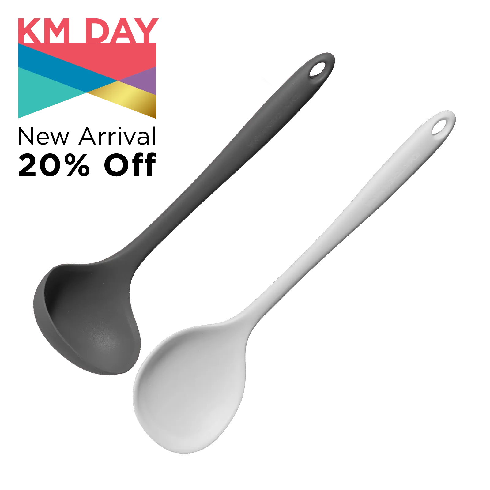 DuoEssentials Ladle and Cooking Spoon Set Metal Gray