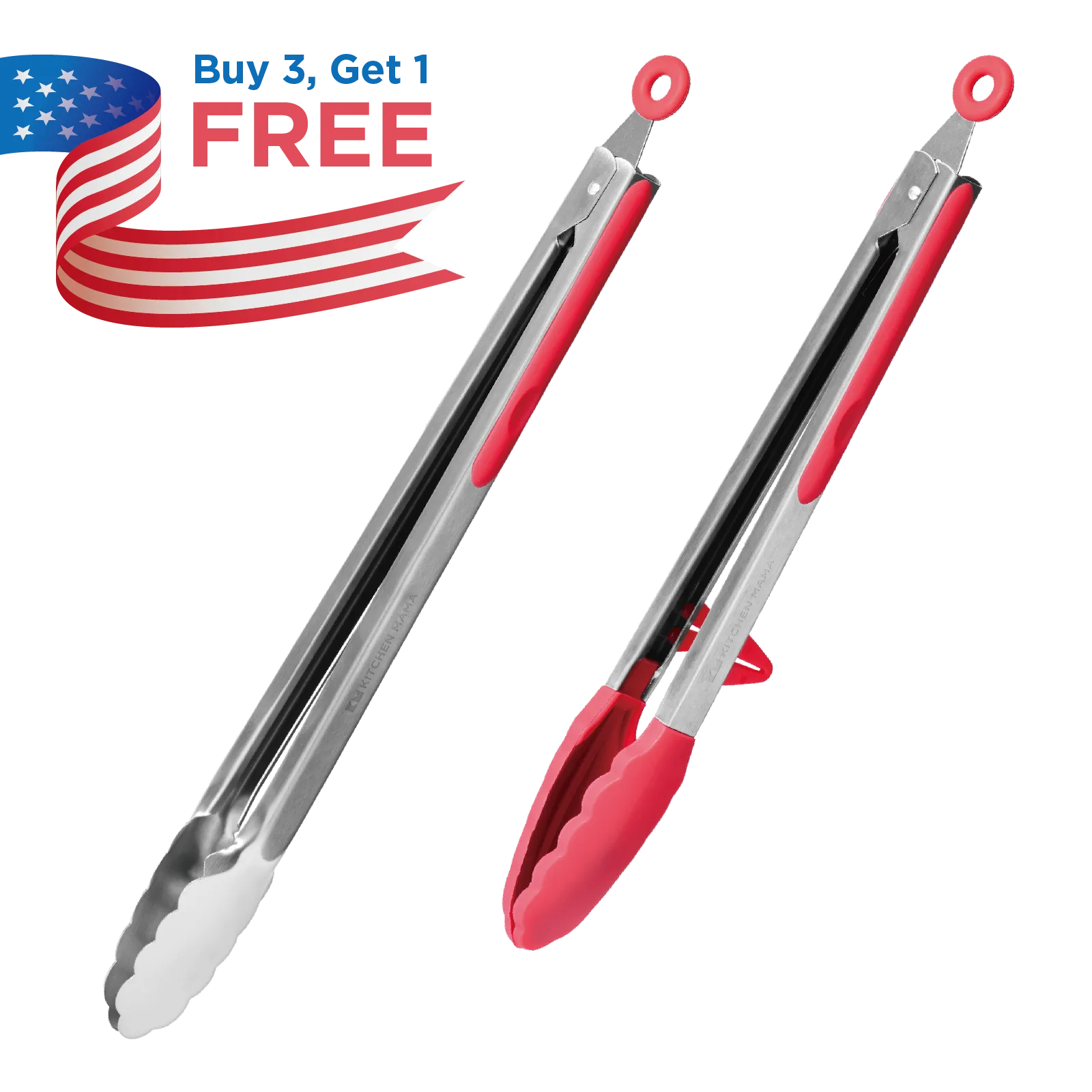 Kitchen Mama DuoEssentials Cooking tongs Set  in Red