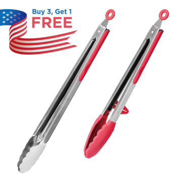 Kitchen Mama DuoEssentials Cooking tongs Set  in Red