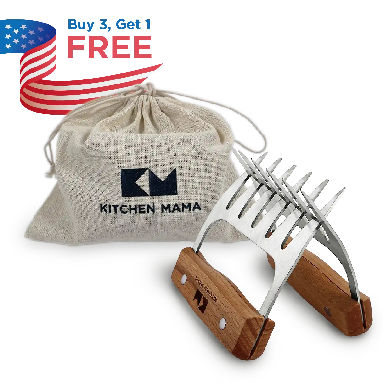 Kitchen Mama Meat Shredder Claws (A Set of 2) + Pouch Bag