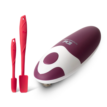 Can Opening & Scraping Set: Auto 2.0 Electric Can Opener + Silicone Jar Spatula Burgundy