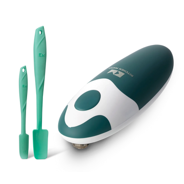 Can Opening & Scraping Set: Auto 2.0 Electric Can Opener + Silicone Jar Spatula Emerald