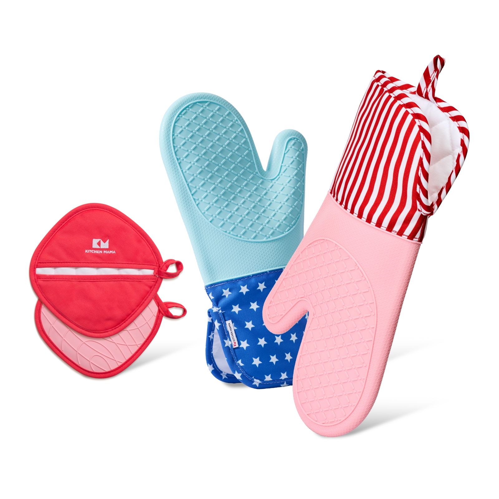 Kitchen Heat Protection Duo: Oven Mitts + Pot Holder US Flag