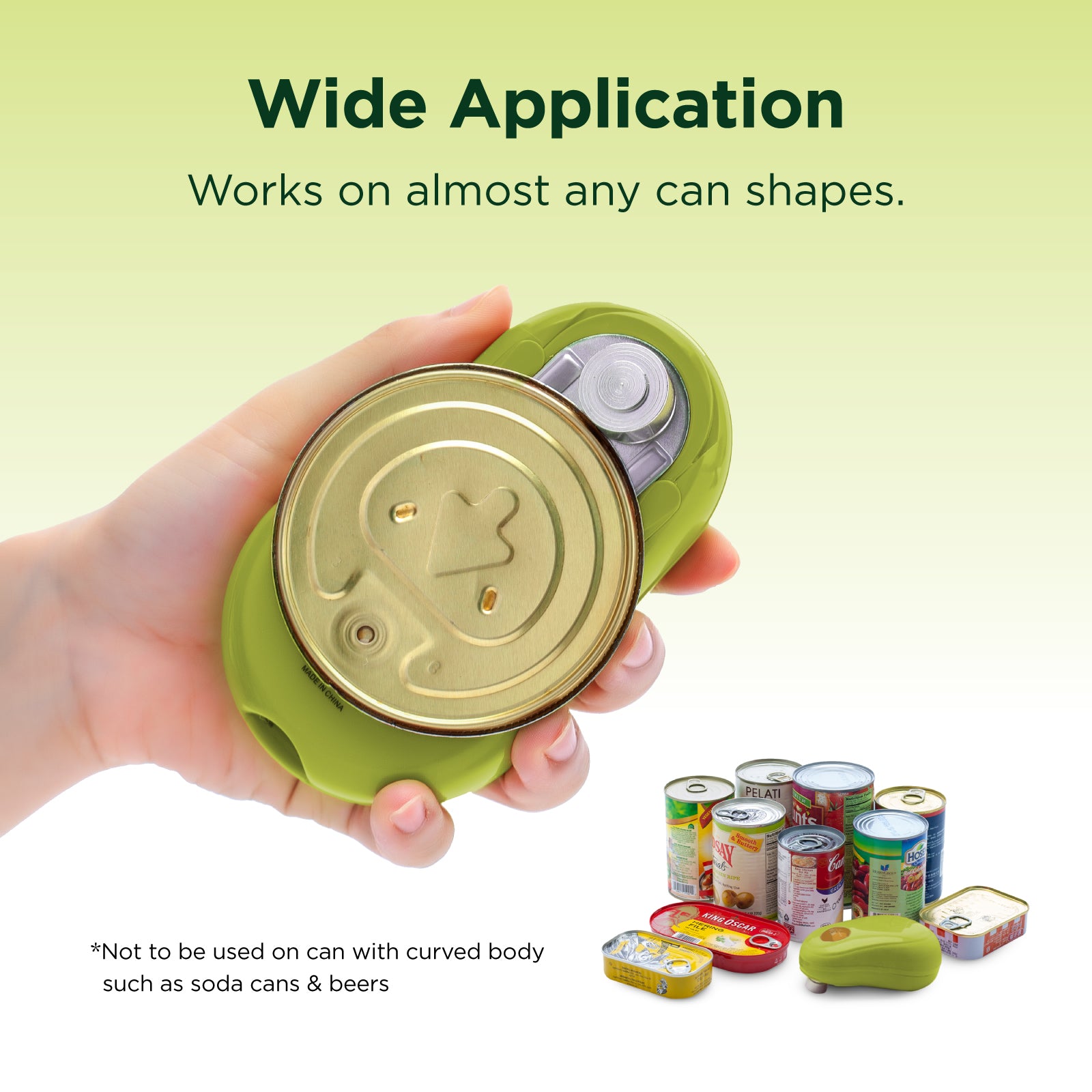 One-Touch Electric Can Opener Avocado - Auto Shut-Off - Kitchen Mama, wide application
