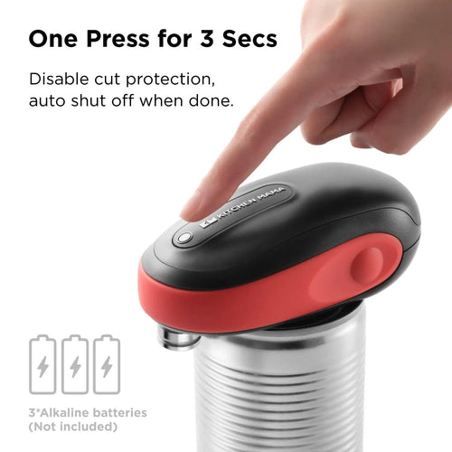  Kitchen Mama Mini Electric Can Opener Christmas Gift Ideas:  Open Cans with A Simple Press of Button - Ultra-Compact, Space Saver,  Portable, Smooth Edge, Food-Safe, Battery Operated (Red) : Home 