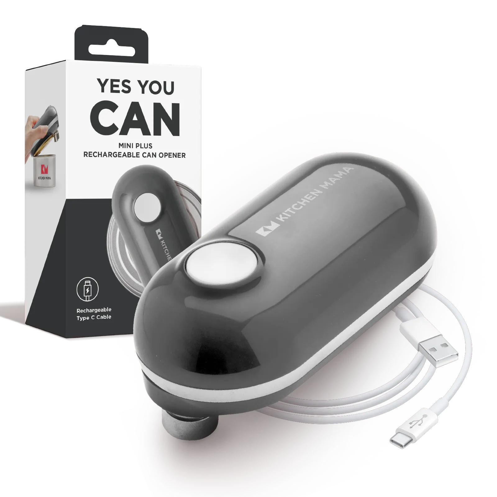 Kitchen Mama Mini Plus Rechargeable Electric Can Opener: Compact, Type-C Charging, Hands-Free, Auto Shut-Off, Smooth Edge, Food-Safe – Ideal for Home, Travel, and Seniors with Arthritis 