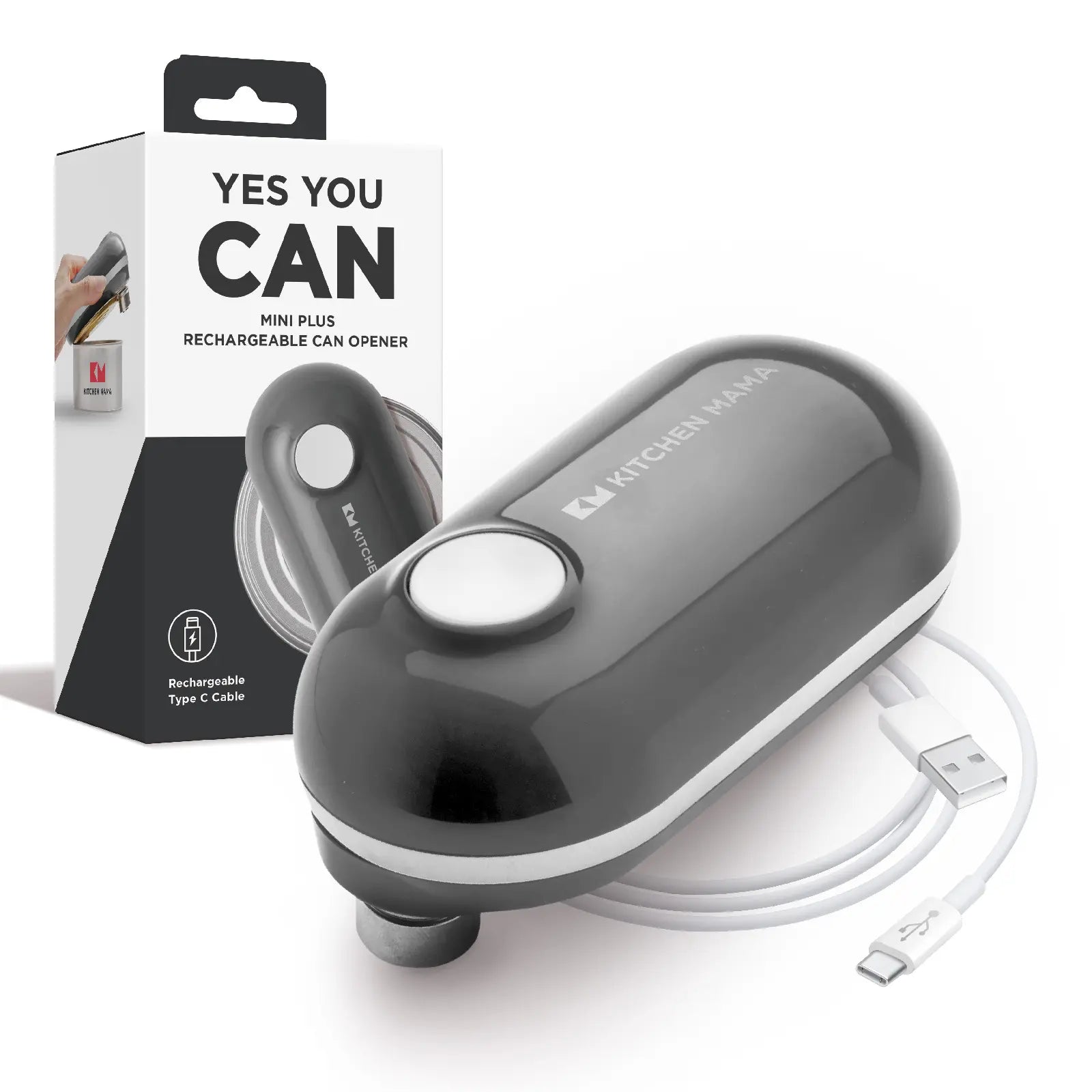 Kitchen Mama Mini Plus Rechargeable Electric Can Opener: Compact, Type-C Charging, Hands-Free, Auto Shut-Off, Smooth Edge, Food-Safe – Ideal for Home, Travel, and Seniors with Arthritis 