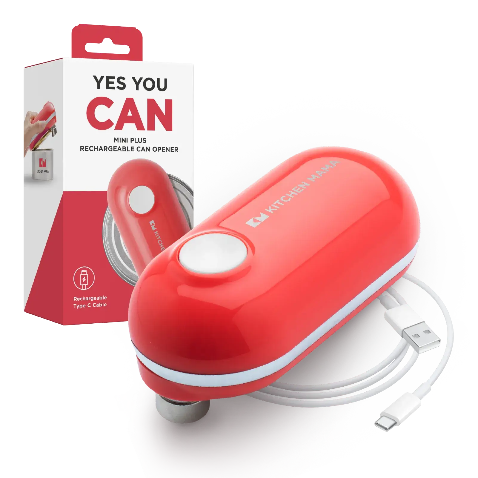 Kitchen Mama Mini Plus Rechargeable Electric Can Opener: Compact, Type-C Charging, Hands-Free, Auto Shut-Off, Smooth Edge, Food-Safe – Ideal for Home, Travel, and Seniors with Arthritis 