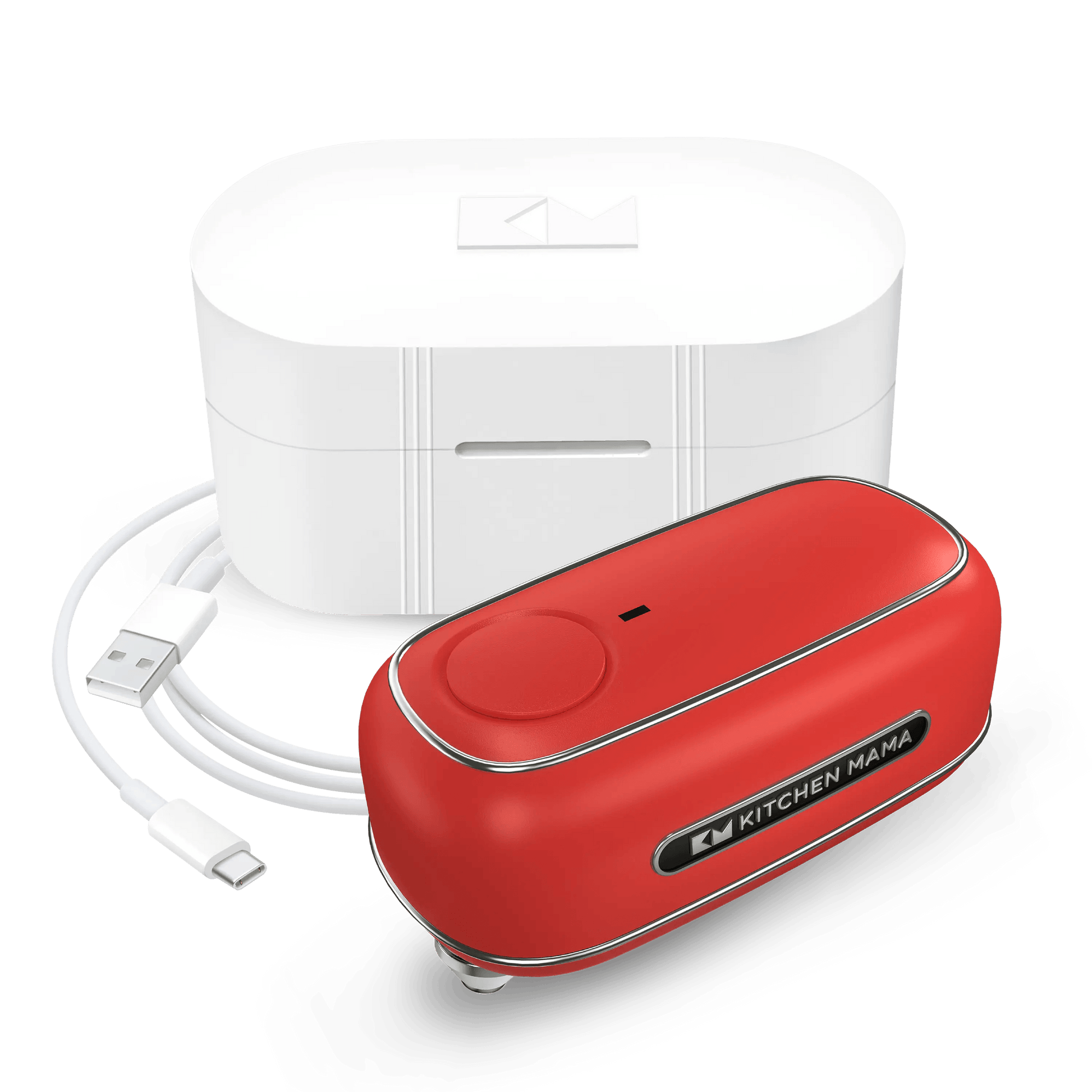 Kitchen Mama Orbit One Rechargeable Can Opener, CO5600-R, wiederaufladbarer Dosenöffner mit glatter Kante, freihändig, Orbit One, für große, kleine Dosen und Soda-Dosen, automatische Abschaltung, inklusive Aufbewahrungsbox 