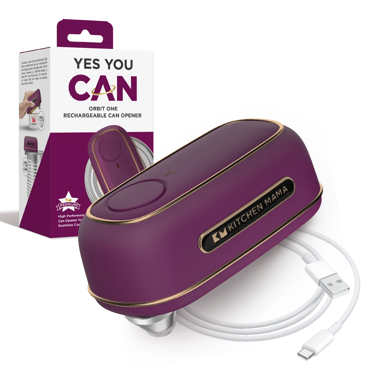 Orbit One Rechargeable Professional-Strength Can Opener Stainless Steel - Kitchen Mama