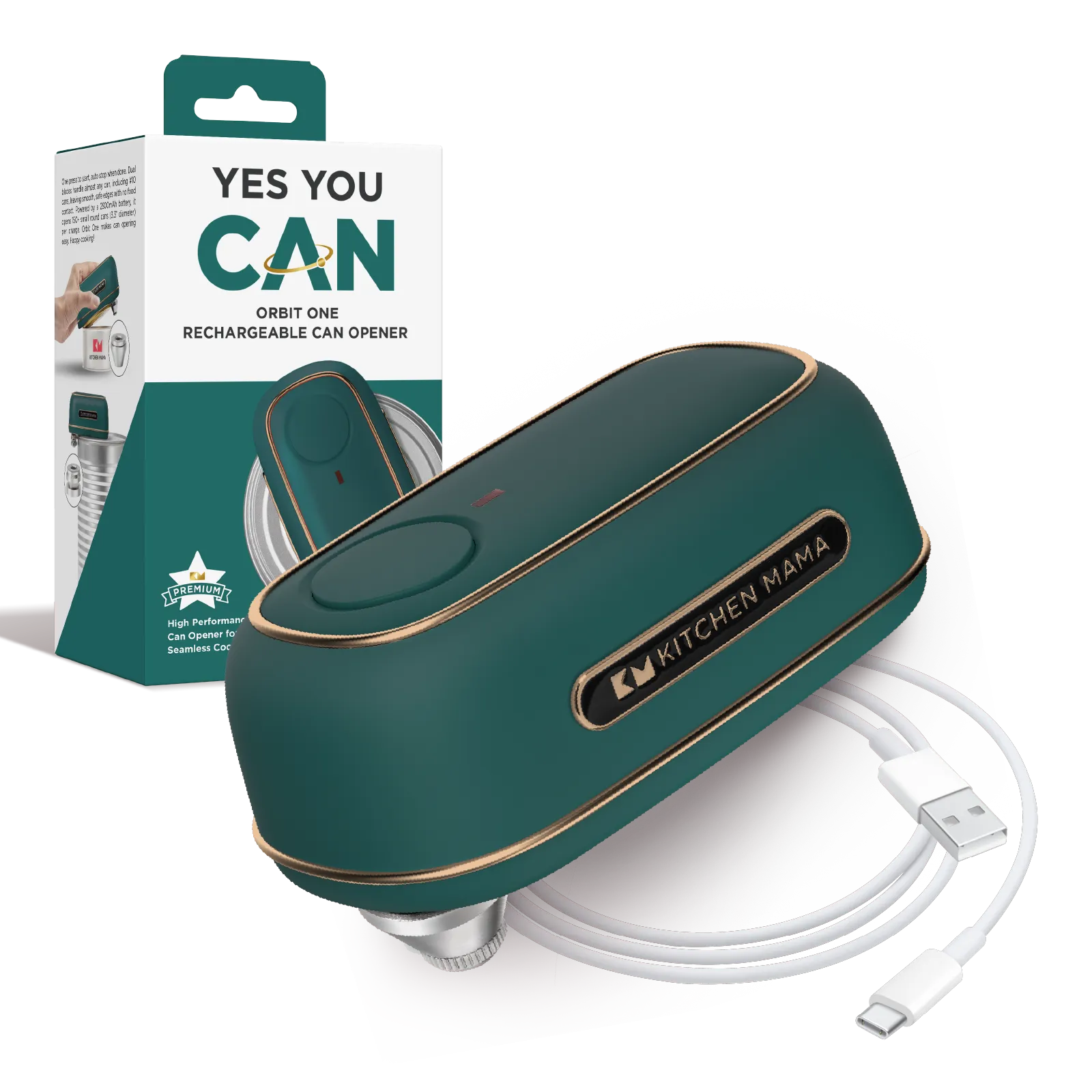 Orbit One Rechargeable Professional-Strength Can Opener Stainless Steel - Kitchen Mama