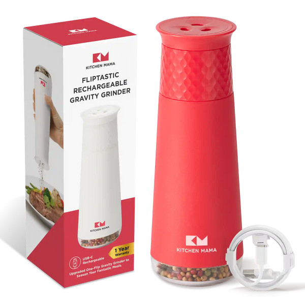 Rechargeable Gravity Salt & Pepper Grinder - Kitchen Mama Fliptastic
