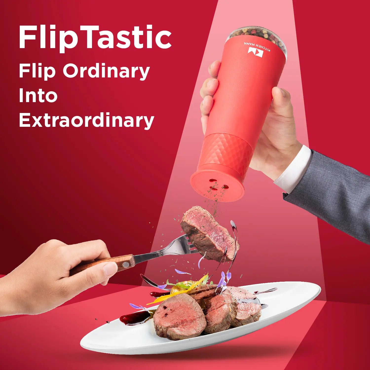 FlipTastic Rechargeable Gravity Grinder, GM3000-R, Kitchen Mama, Flip Ordinary Into Extraordinary