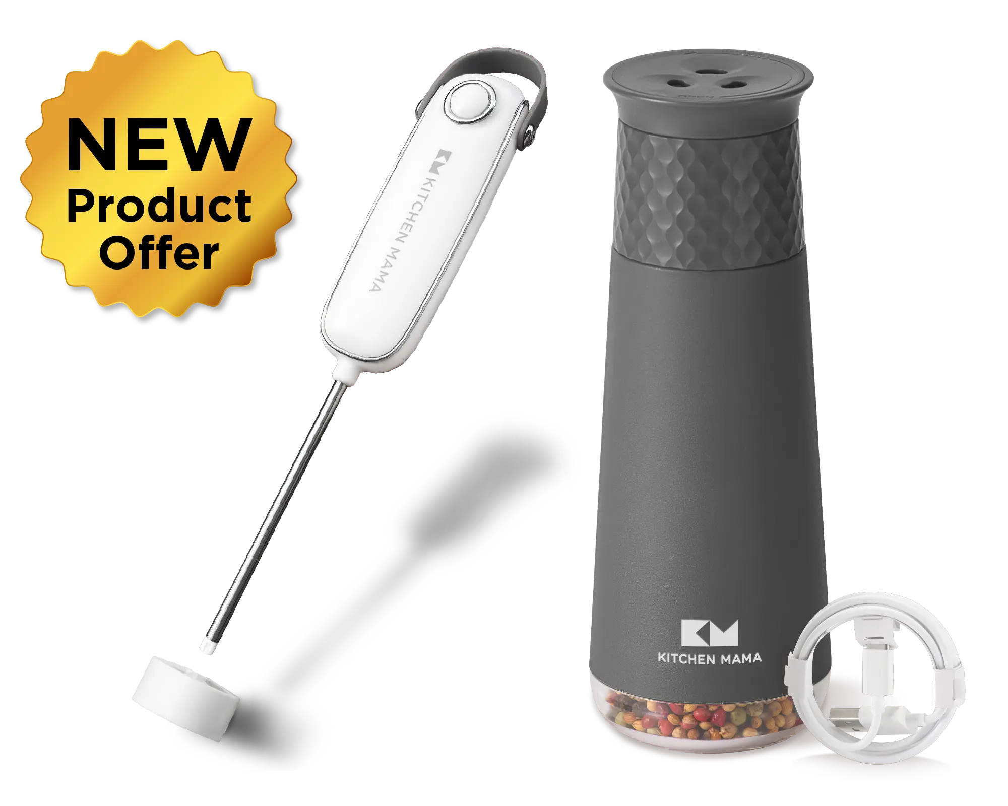 Silkwhisk Electric Milk Frother & FlipTastic Rechargeable Gravity Grinder