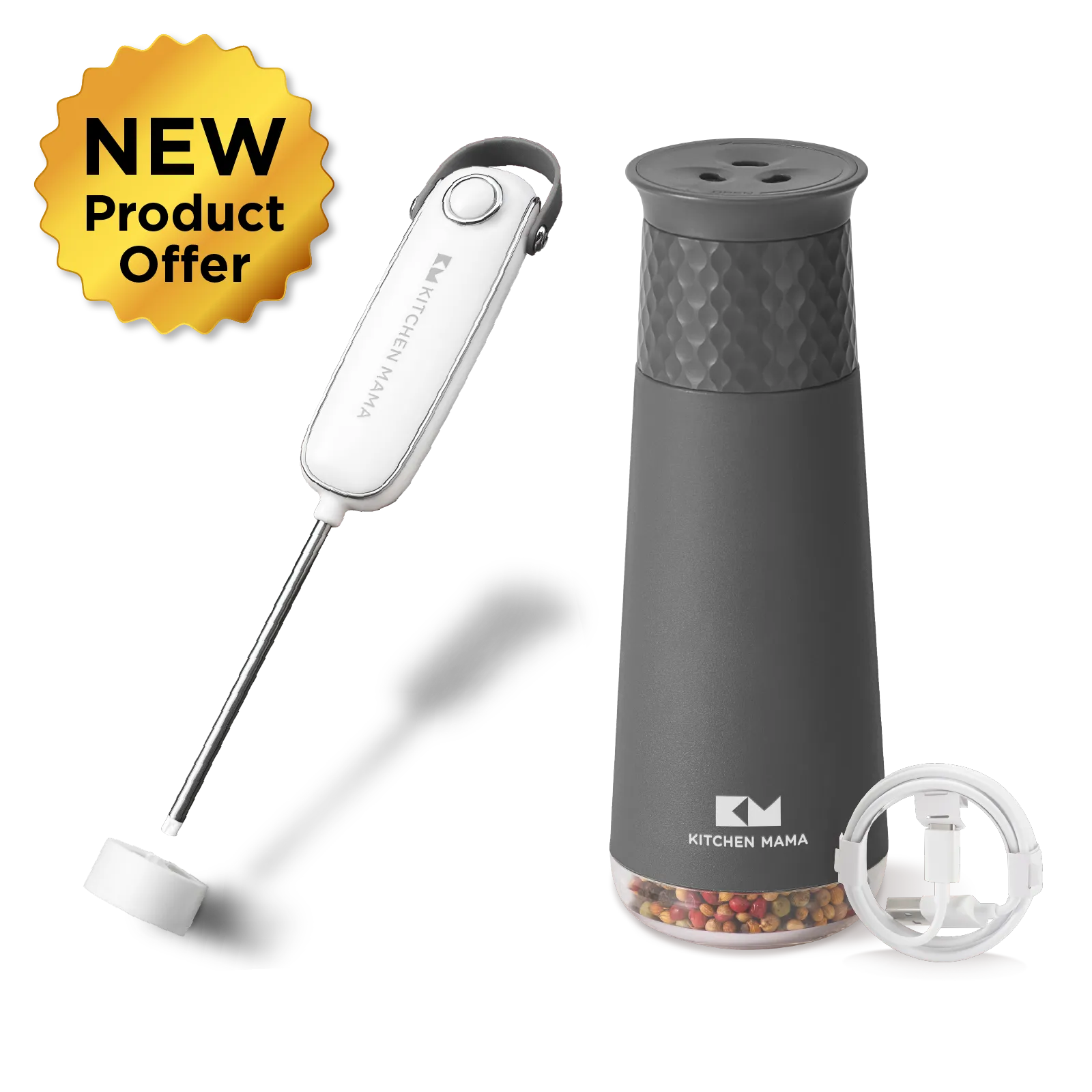 Silkwhisk Electric Milk Frother & FlipTastic Rechargeable Gravity Grinder