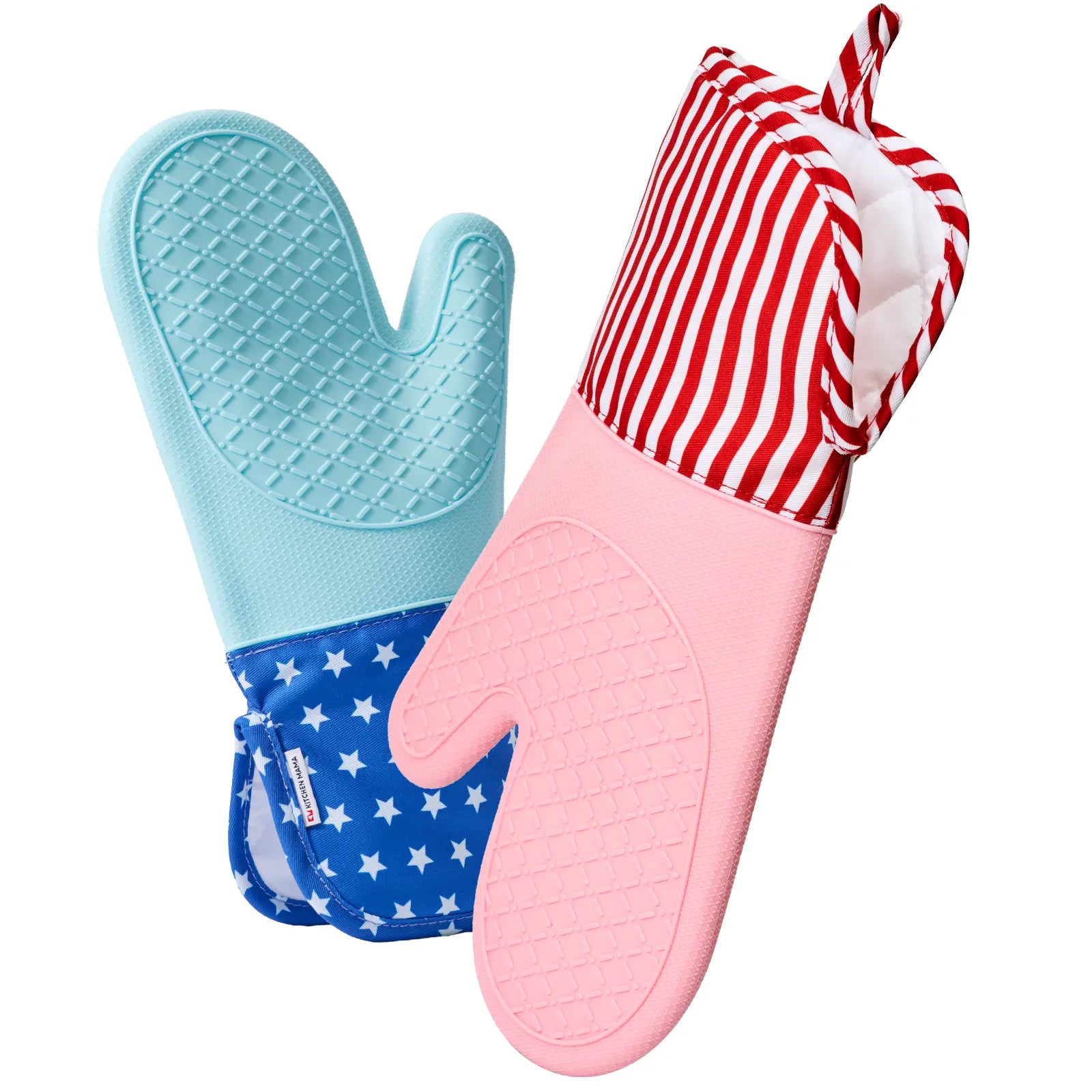 Kitchen Mama UltraShield Silicone Oven Mitts in US Flag Color