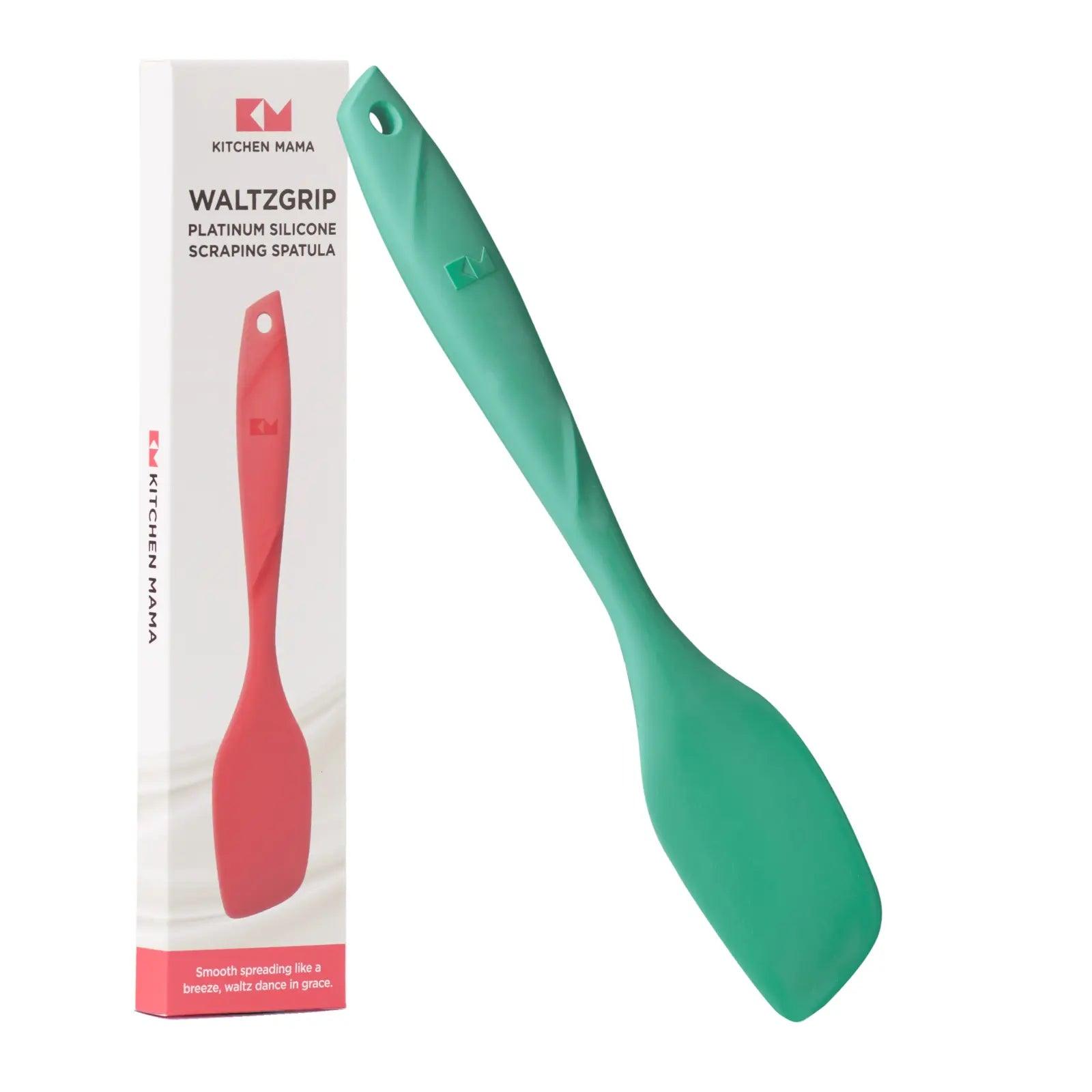 Kitchen Mama scraping spatula, Waltzgrip platinum silicone scraping spatula, teal