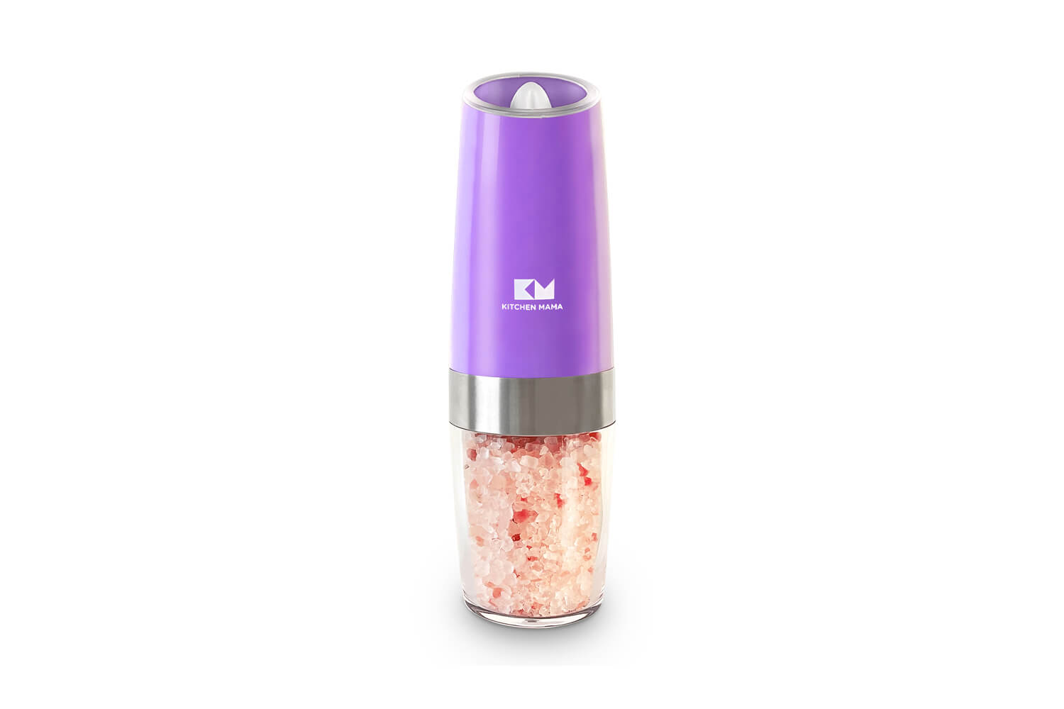 Molinillo eléctrico de sal y pimienta One-Flip, púrpura, accionado por gravedad